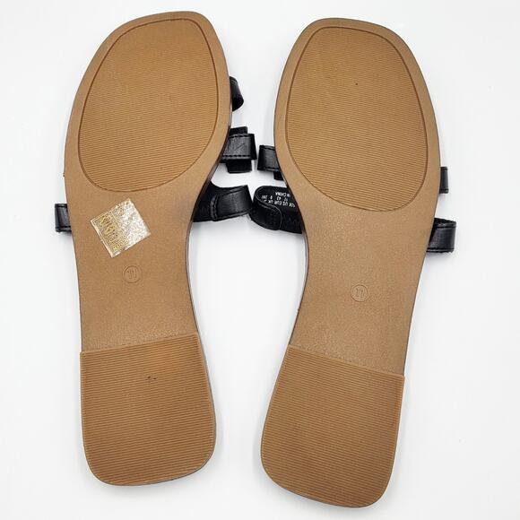 DREAM PAIRS Black Slip-on Slides Open Toe Dressy Flat Sandals Women's Size 11 - Picture 8 of 8